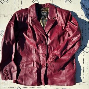 Vintage Burgundy Leather Jacket - L